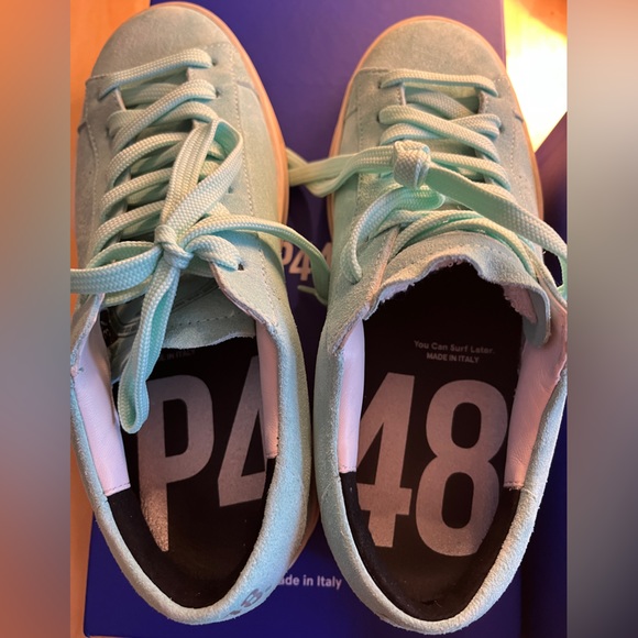 NWT P448 Jack Suede Low Top Sneaker (Women) Aqua P448 size 37 - Picture 4 of 16